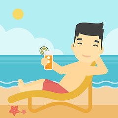 Image showing Man sitting in chaise longue vector illustration.