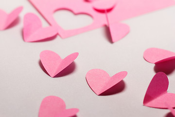 Image showing Pink paper hearts