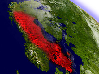 Image showing Sweden from space highlighted in red