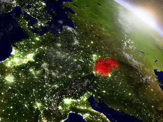 Image showing Slovakia from space highlighted in red