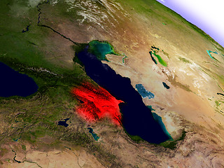 Image showing Azerbaijan from space highlighted in red