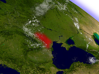Image showing Moldova from space highlighted in red
