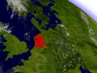 Image showing Netherlands from space highlighted in red