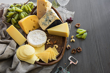 Image showing Various types of cheese set