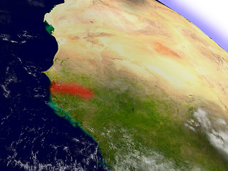 Image showing Gambia from space highlighted in red