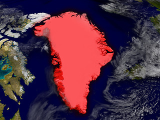 Image showing Greenland from space highlighted in red