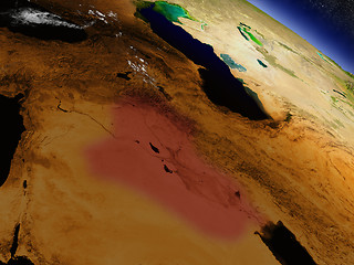 Image showing Iraq from space highlighted in red