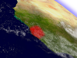 Image showing Sierra Leone from space highlighted in red