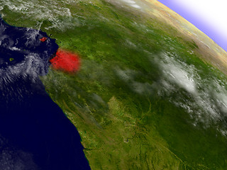 Image showing Equatorial Guinea from space highlighted in red