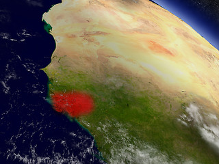 Image showing Guinea-Bissau from space highlighted in red