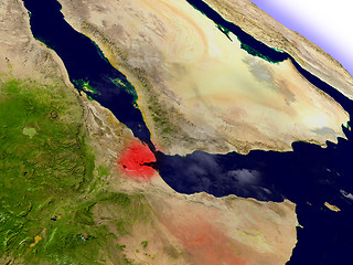 Image showing Djibouti from space highlighted in red