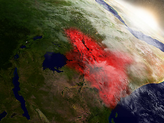 Image showing Kenya from space highlighted in red