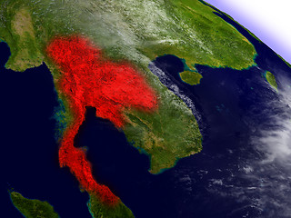 Image showing Thailand from space highlighted in red