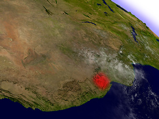 Image showing Swaziland from space highlighted in red