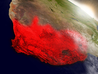 Image showing South Africa from space highlighted in red