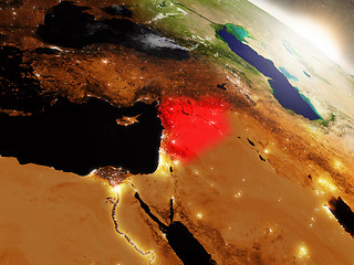 Image showing Syria from space highlighted in red