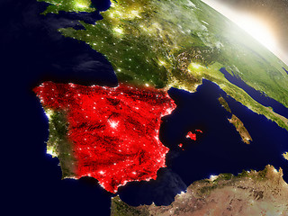 Image showing Spain from space highlighted in red