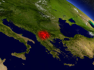 Image showing Macedonia from space highlighted in red