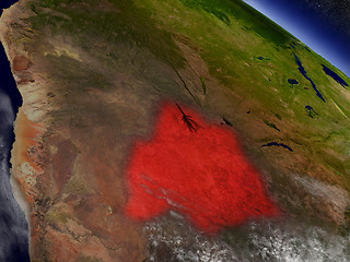 Image showing Botswana from space highlighted in red