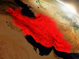 Image showing Iran from space highlighted in red