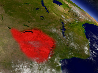 Image showing Zimbabwe from space highlighted in red