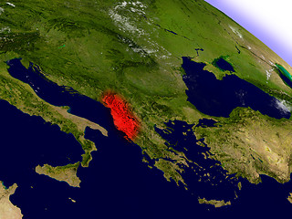 Image showing Albania from space highlighted in red