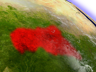 Image showing Central Africa from space highlighted in red