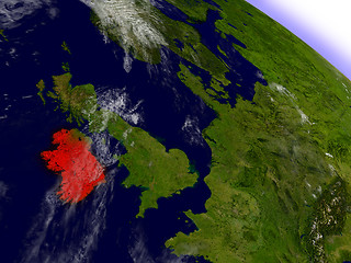 Image showing Ireland from space highlighted in red