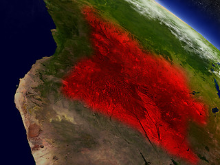 Image showing Angola from space highlighted in red