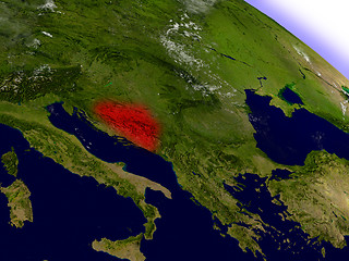 Image showing Bosnia from space highlighted in red