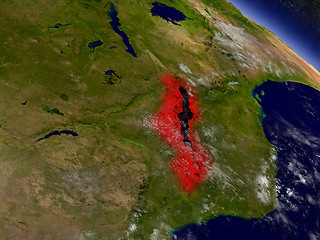 Image showing Malawi from space highlighted in red