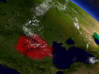 Image showing Romania from space highlighted in red