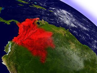 Image showing Colombia from space highlighted in red