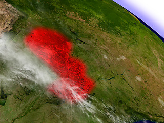 Image showing Paraguay from space highlighted in red