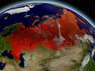 Image showing Russia from space highlighted in red