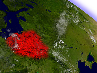 Image showing Poland from space highlighted in red