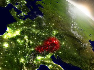 Image showing Austria from space highlighted in red
