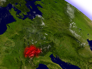 Image showing Switzerland from space highlighted in red