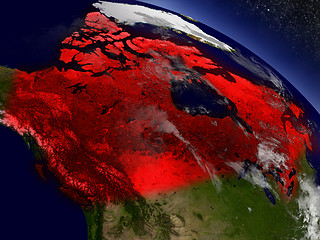 Image showing Canada from space highlighted in red