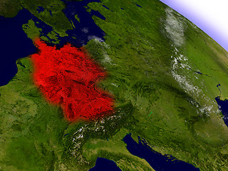 Image showing Germany from space highlighted in red