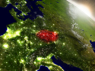 Image showing Czech republic from space highlighted in red