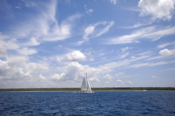 Image showing Sailbotat at the caribbean sea