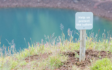 Image showing Help us protect the nature sign