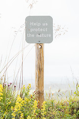 Image showing Help us protect the nature sign