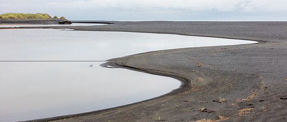 Image showing Black beach in South Iceland