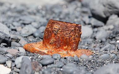 Image showing Remains of a boat wreck - Iceland - Selective focus