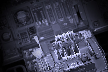 Image showing Different meters and displays in an old plane