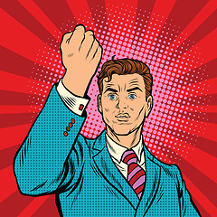 Image showing Businessman with fist, pop art protest