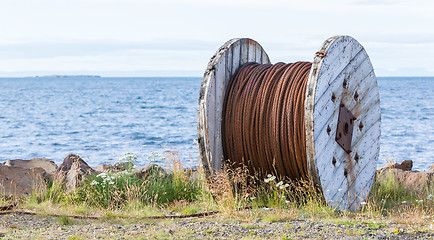 Image showing Abandoned rusty steel cable