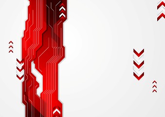 Image showing Hi-tech red abstract background with arrows